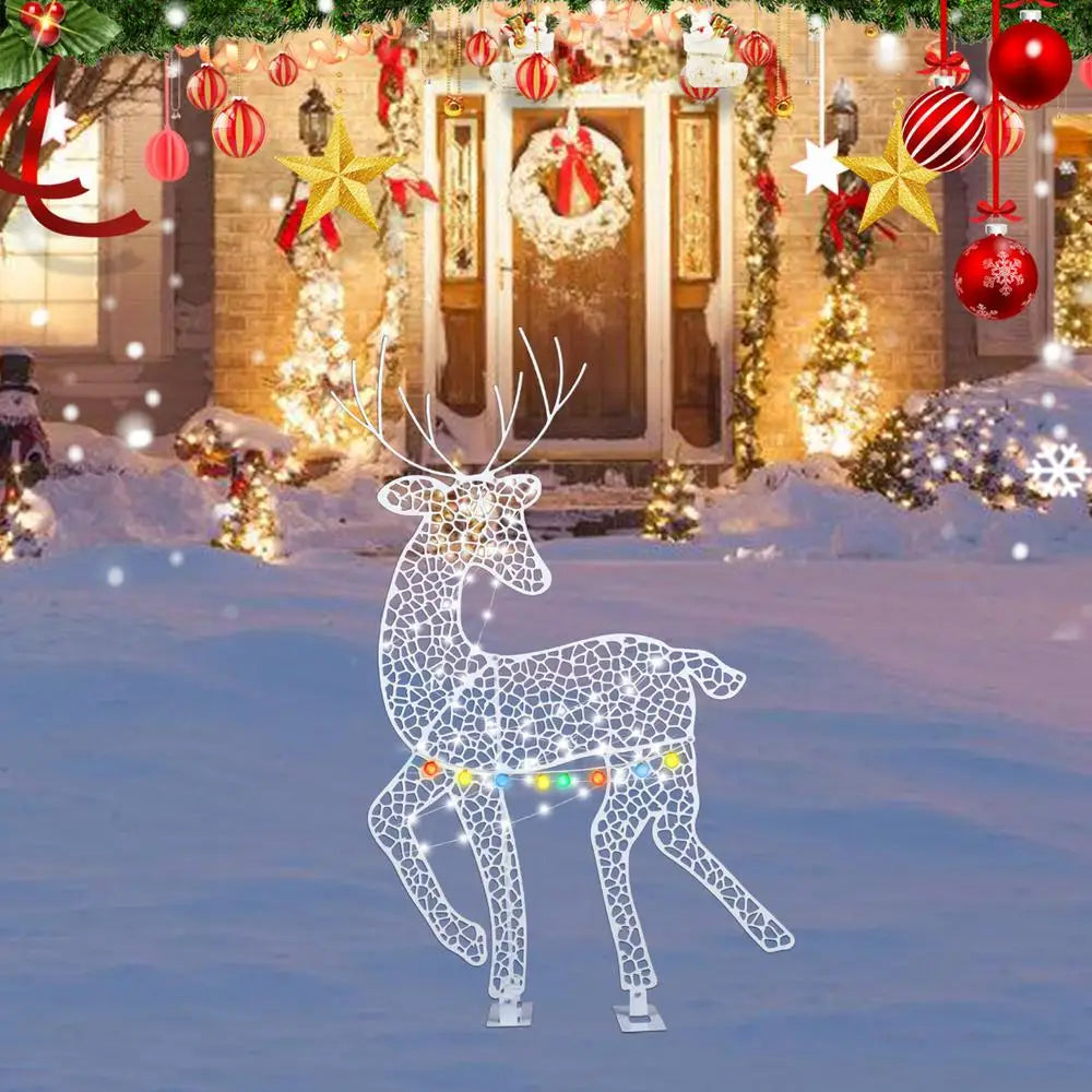 Decorazioni natalizie. Famiglia di cervi e renna di natale illuminate con luci a LED. Dimensioni Piccolo: circa 42x2 7cm, Medio: circa 70 x4 2cm, Grande: circa 82 x4 5cm