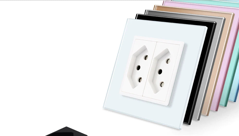 Presa di corrente svizzera, pannello in cristallo, prese a doppia parete AC110~250V 13A C7C2CH-11/12