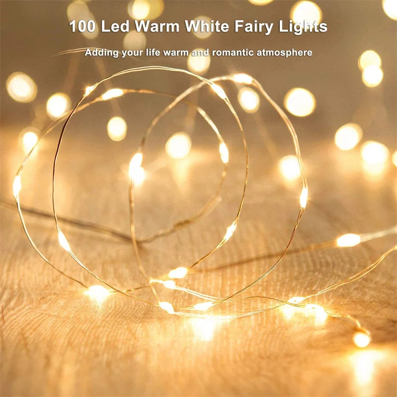 USB Led Fairy Lights filo di rame String 20M 200LED Holiday Outdoor Lamp Garland per la decorazione della festa nuziale dell'albero di natale