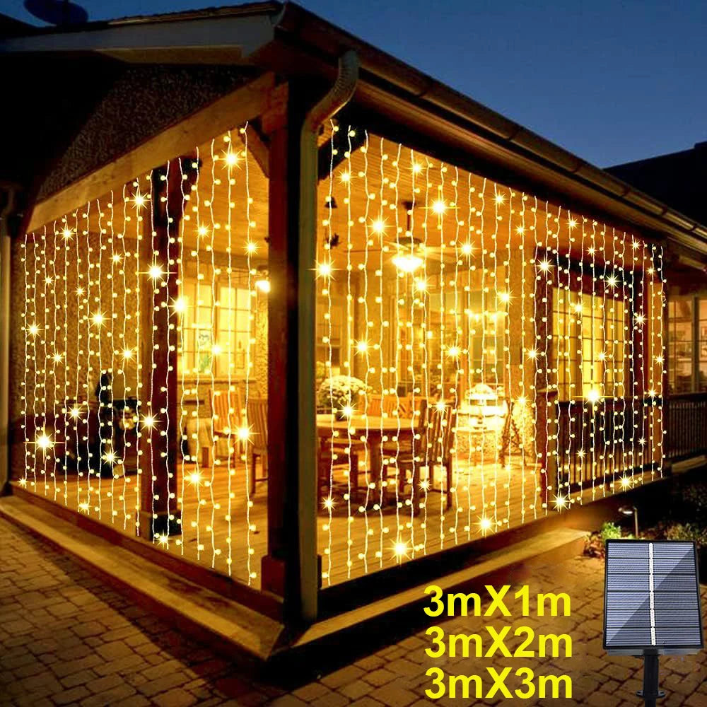 Luce solare per tende a LED ghirlanda per esterni Solar Fairy String Light Pavilion Garden Party Holiday Christmas Decor lampade in filo di rame