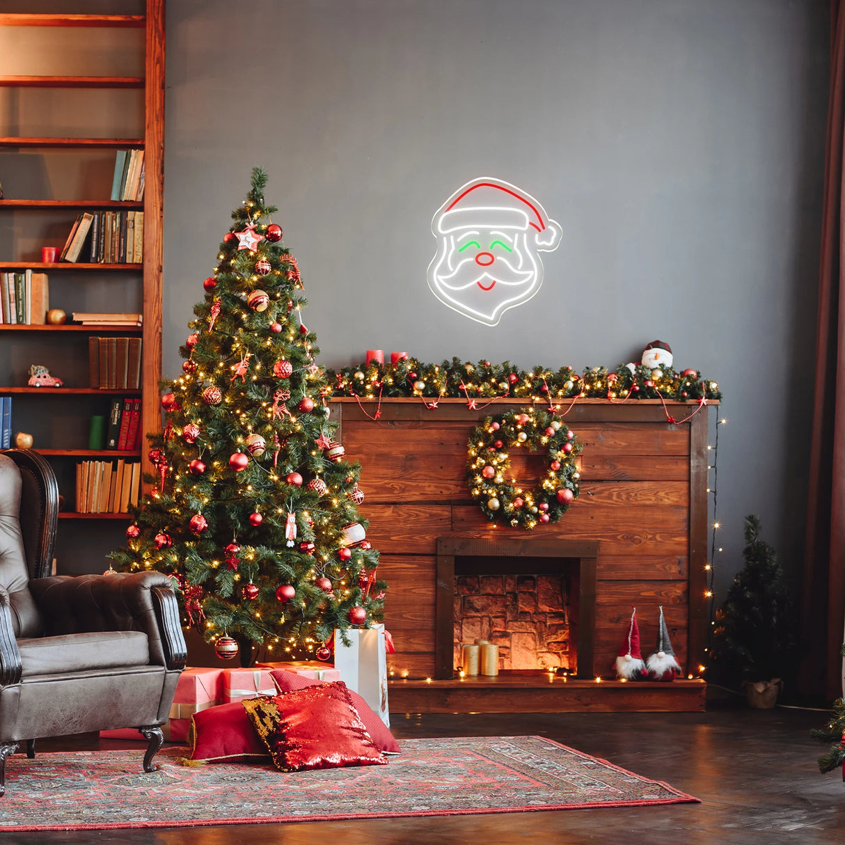Insegna luminosa a LED raffigurante Babbo Natale , dimmerabile, alimentazione 220V, tem. colore 4500-6000°K