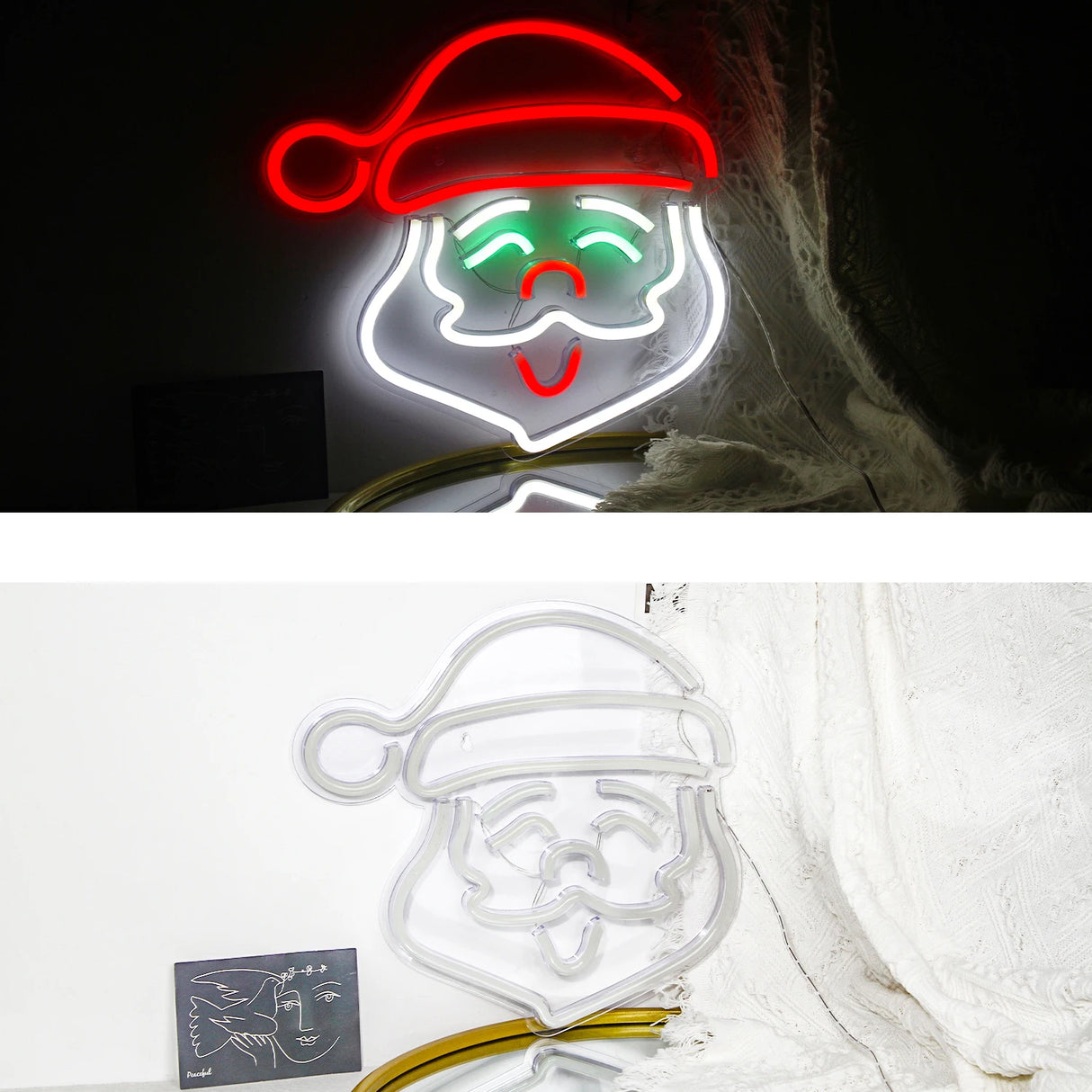 Babbo Natale insegna al Neon per la decorazione della parete decorazione della stanza luce a Led dimmerabile per la stanza di casa Bar Party Sign. Alimentazione 5V