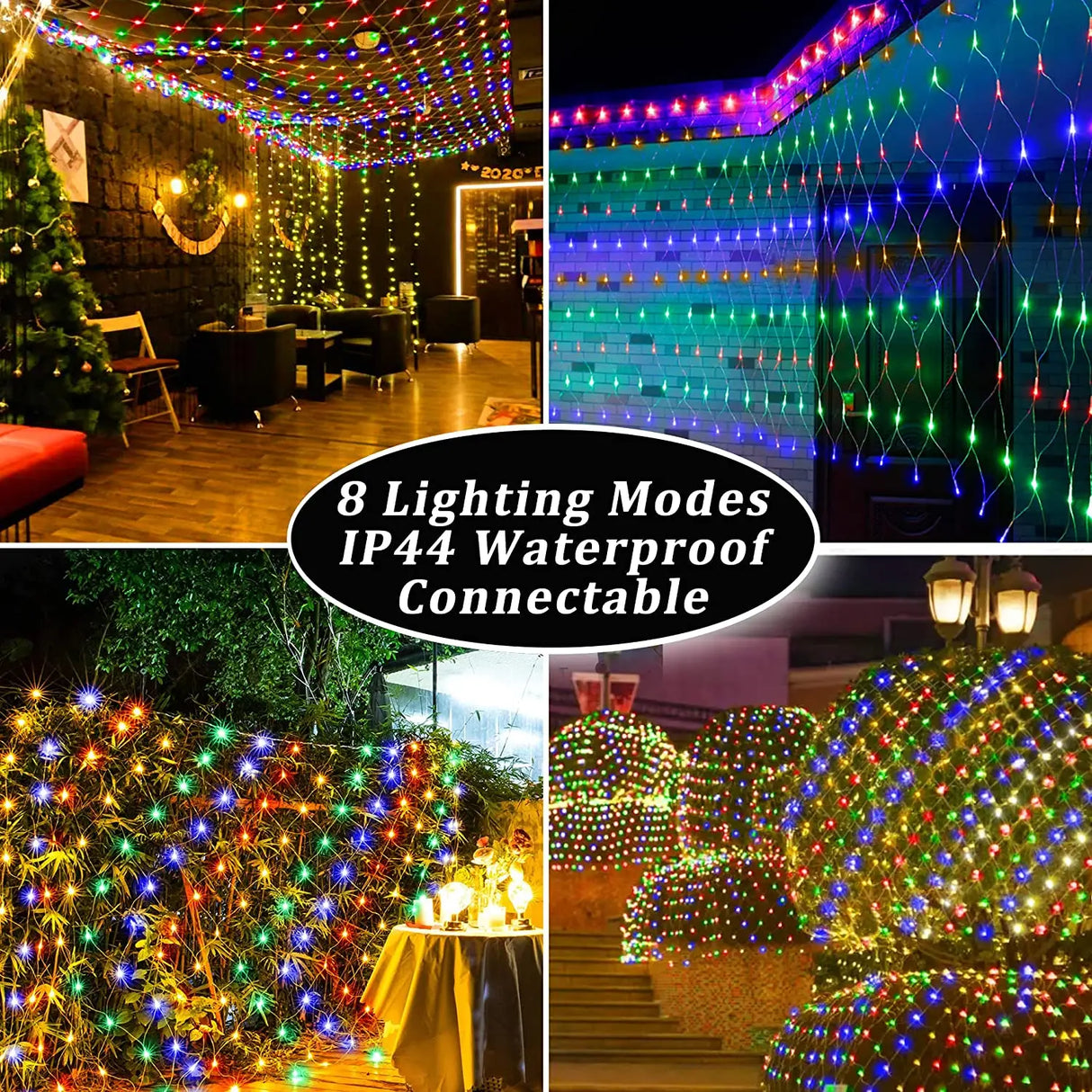 3x2m LED Solar String Net Mesh Light 8 modalità lampada da esterno impermeabile a ghirlanda per la festa di natale Patio Backyard Garden Decor