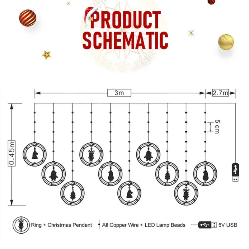 10LED Christmas Fairy Lights babbo natale decorazione della finestra String Lights regalo di natale Navidad capodanno decorazione della casa