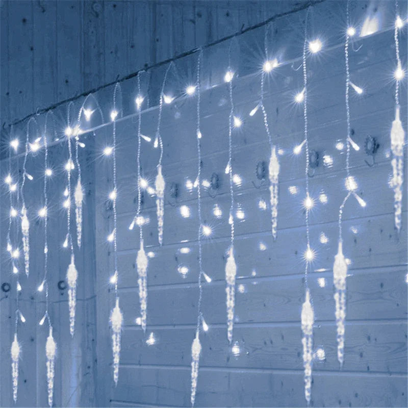 Ghirlanda di Natale LED Ghiacciolo Tenda Luci della stringa Caduta Giardino esterno Strada Matrimonio Illuminazione decorativa Costante