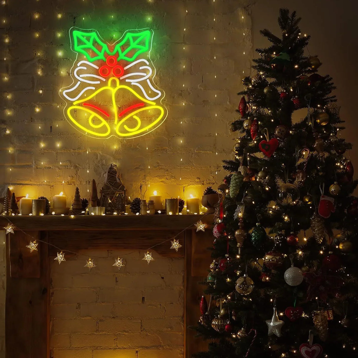 Decorazione natalizia LED Christmas Bell Neon Lights a luce calda 2700°K. Alimentazione 24V