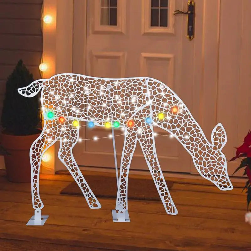 Decorazioni natalizie. Famiglia di cervi e renna di natale illuminate con luci a LED. Dimensioni Piccolo: circa 42x2 7cm, Medio: circa 70 x4 2cm, Grande: circa 82 x4 5cm