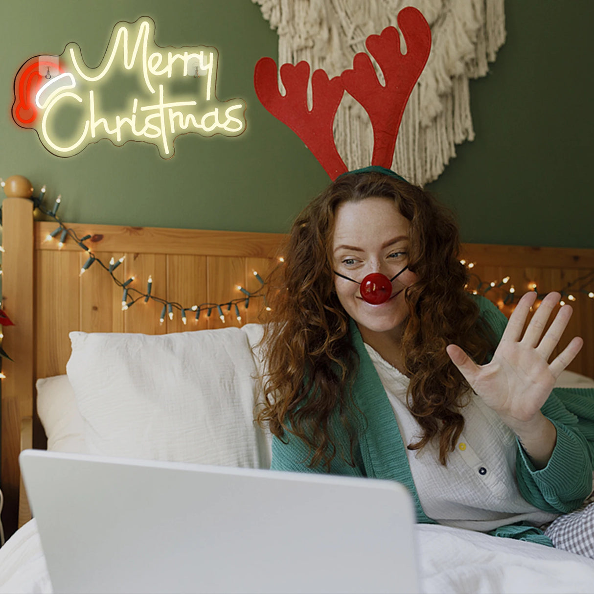 Insegna luminosa scritta Merry Christmas. Luce LED con carica USB