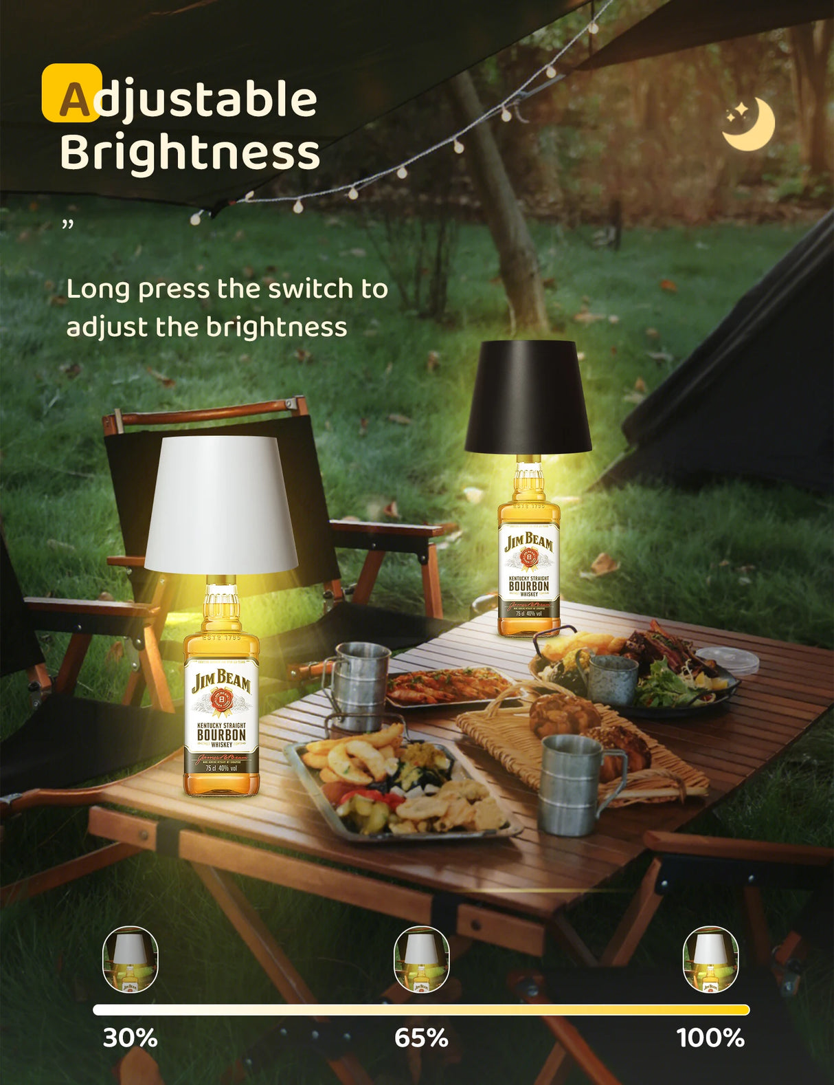 Lampada per bottiglia di vino BANDIAN lampada da tavolo con testa rimovibile interruttore tattile di ricarica portatile decorazione per luce notturna per atmosfera Bar Cafe