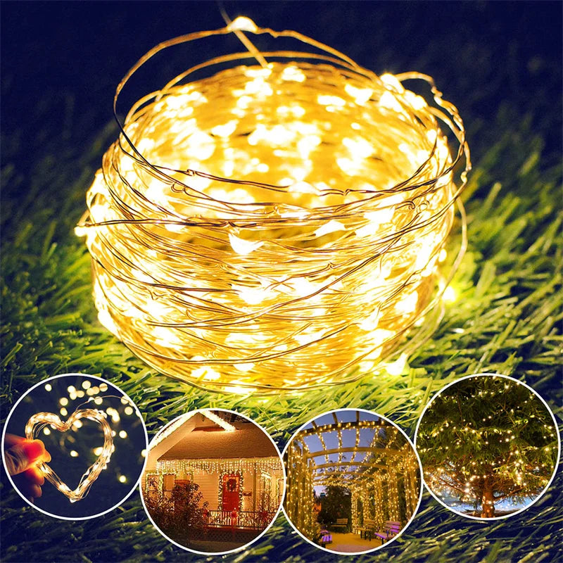 USB Led Fairy Lights filo di rame String 20M 200LED Holiday Outdoor Lamp Garland per la decorazione della festa nuziale dell'albero di natale