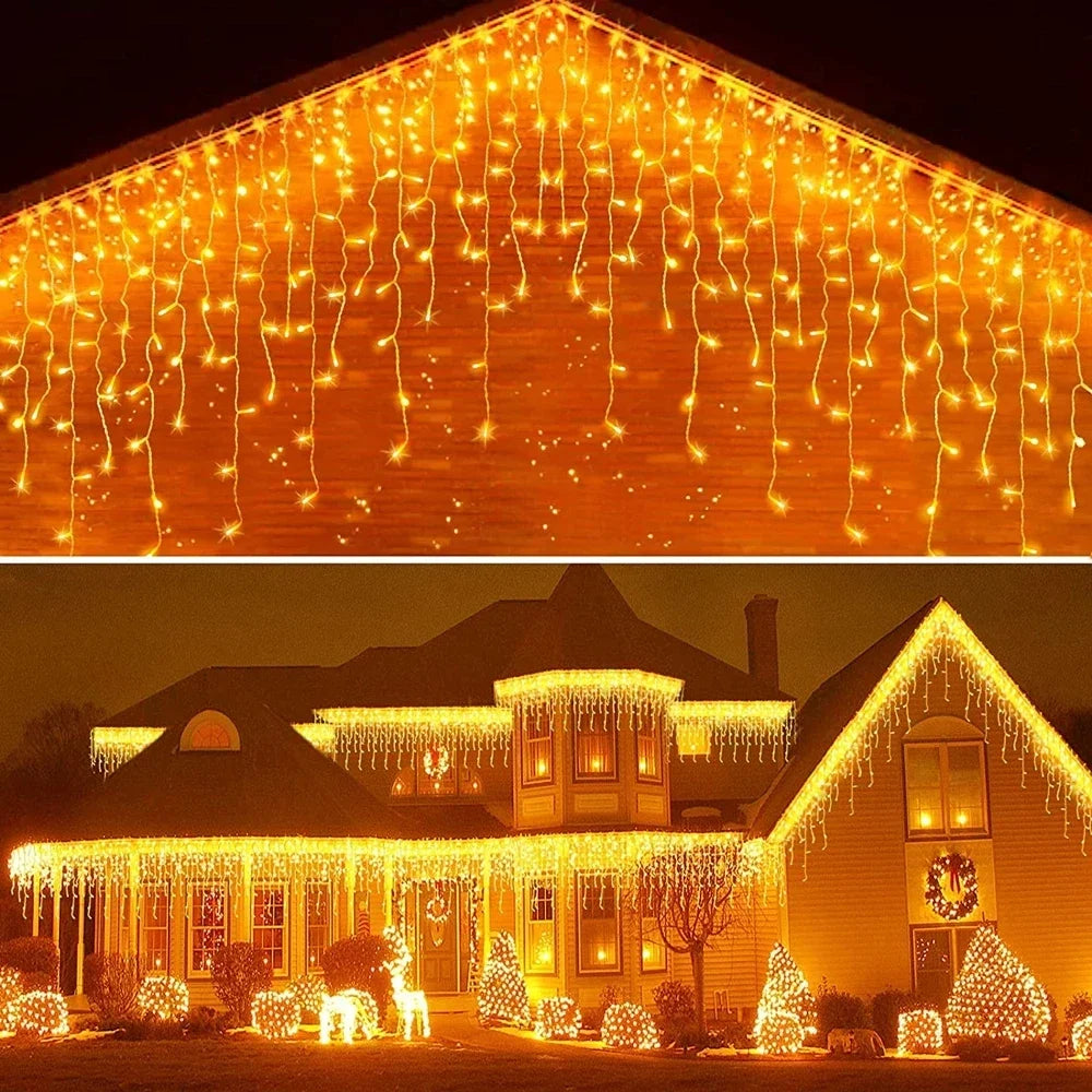 Decorazioni natalizie per la casa tenda a LED per esterni ghiacciolo String Light Street Garland On The House Winter 220V Droop 0.3-0.4m