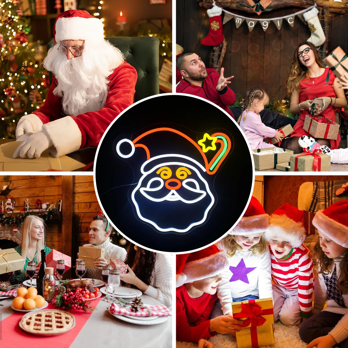 Babbo Natale insegna al Neon per la decorazione della parete decorazione della stanza luce a Led dimmerabile per la stanza di casa Bar Party Sign. Alimentazione 5V