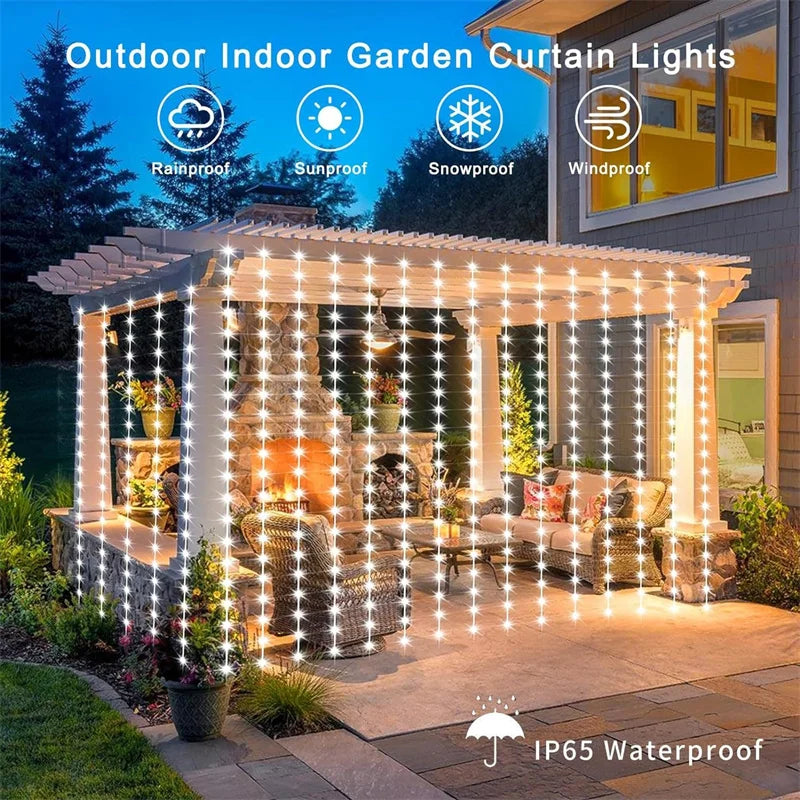 Luce solare per tende a LED ghirlanda per esterni Solar Fairy String Light Pavilion Garden Party Holiday Christmas Decor lampade in filo di rame