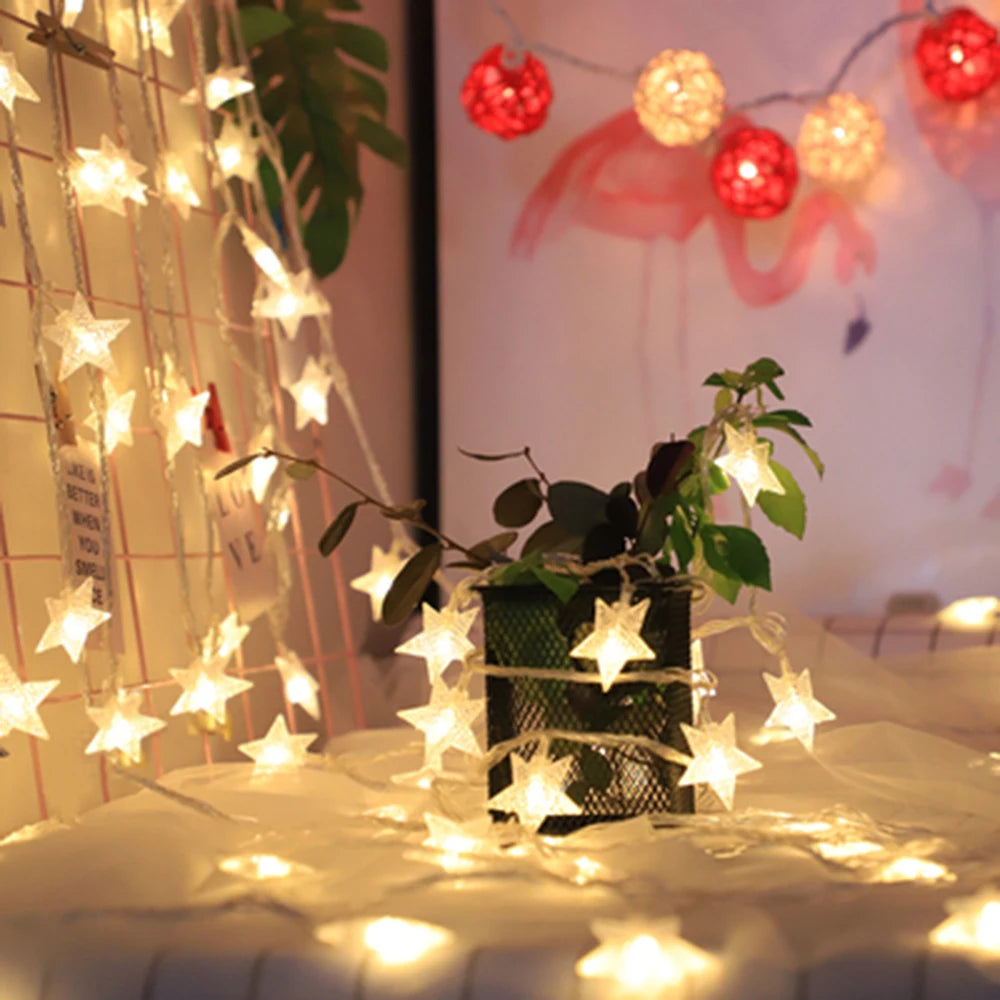 1.5m/3m/6m/10m LED Star String Lights ghirlanda di natale batteria alimentata tramite USB festa di nozze tenda stringa fata lampade per la casa