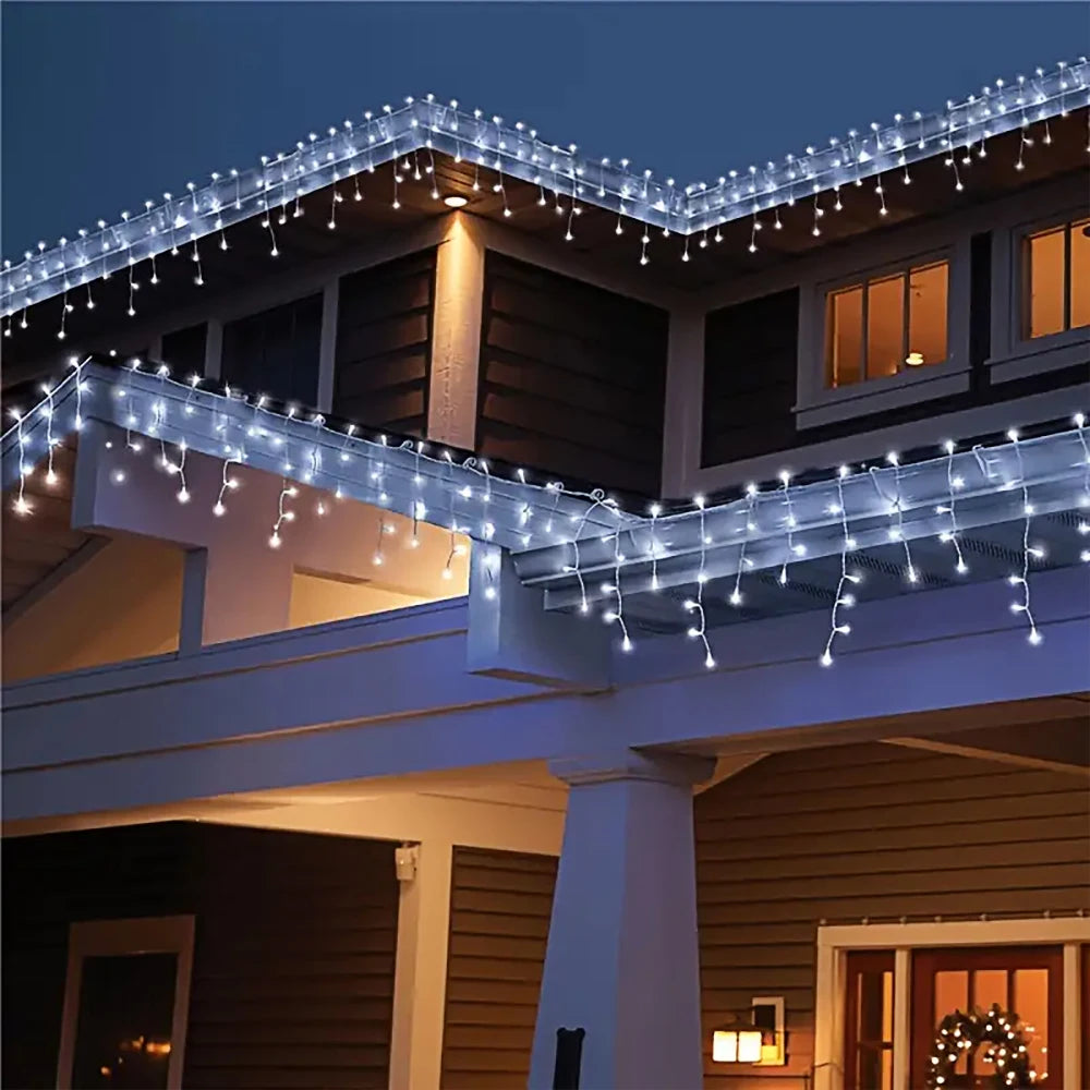 3.5M/7.5M tenda solare ghiacciolo luce esterna grondaia Decor String Lights Garden Party Yard decorazione natalizia ghirlande natalizie