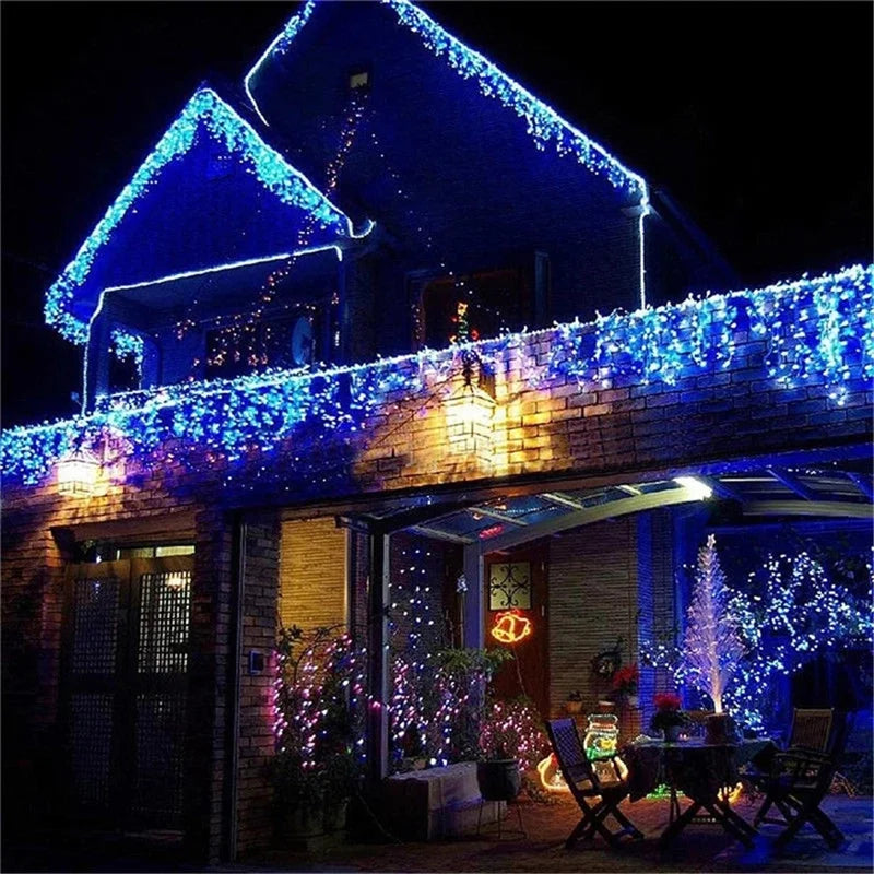 Luci di natale cascata decorazione per esterni 5M Droop 0.4-0.6m luci a Led luci a corda per tende Party Ggarden grondaia decorazione