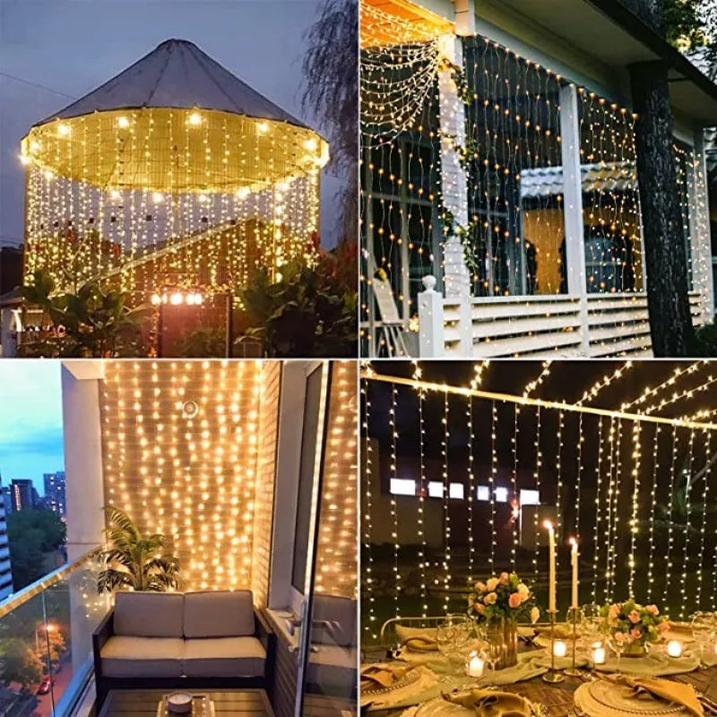Luce solare per tende a LED ghirlanda per esterni Solar Fairy String Light Pavilion Garden Party Holiday Christmas Decor lampade in filo di rame