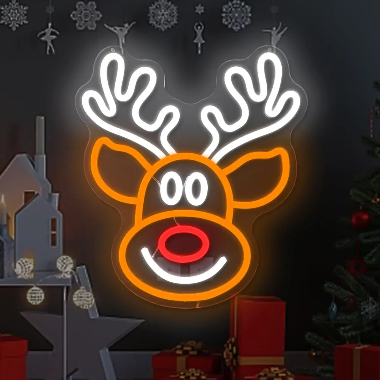 Decorazione natalizia luminosa, Renna LED Neon Light per la casa