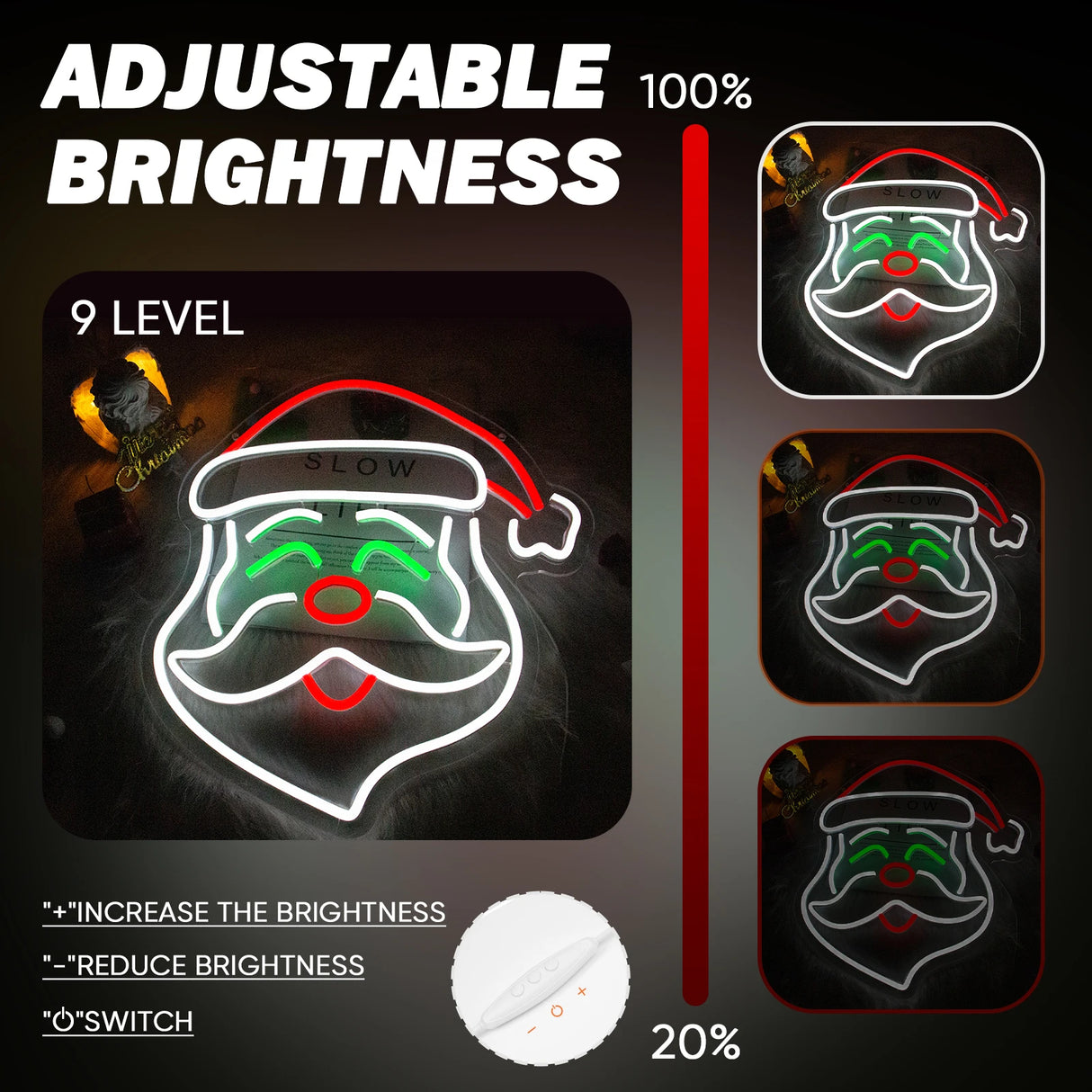 Insegna luminosa a LED raffigurante Babbo Natale , dimmerabile, alimentazione 220V, tem. colore 4500-6000°K