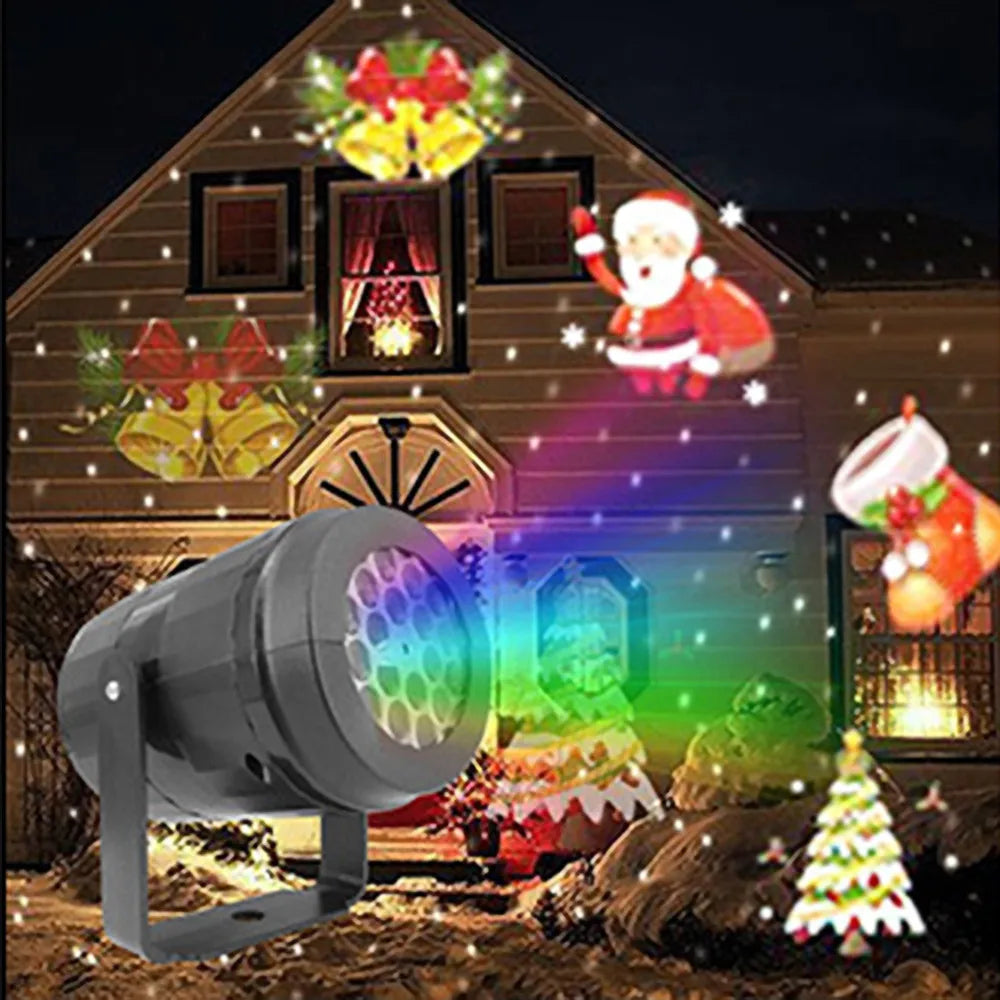 Proiettore Laser per feste di Natale a fiocco di neve - LED 4W - luci da palcoscenico rotanti con motivo natalizio - decorazioni da giardino per esterni