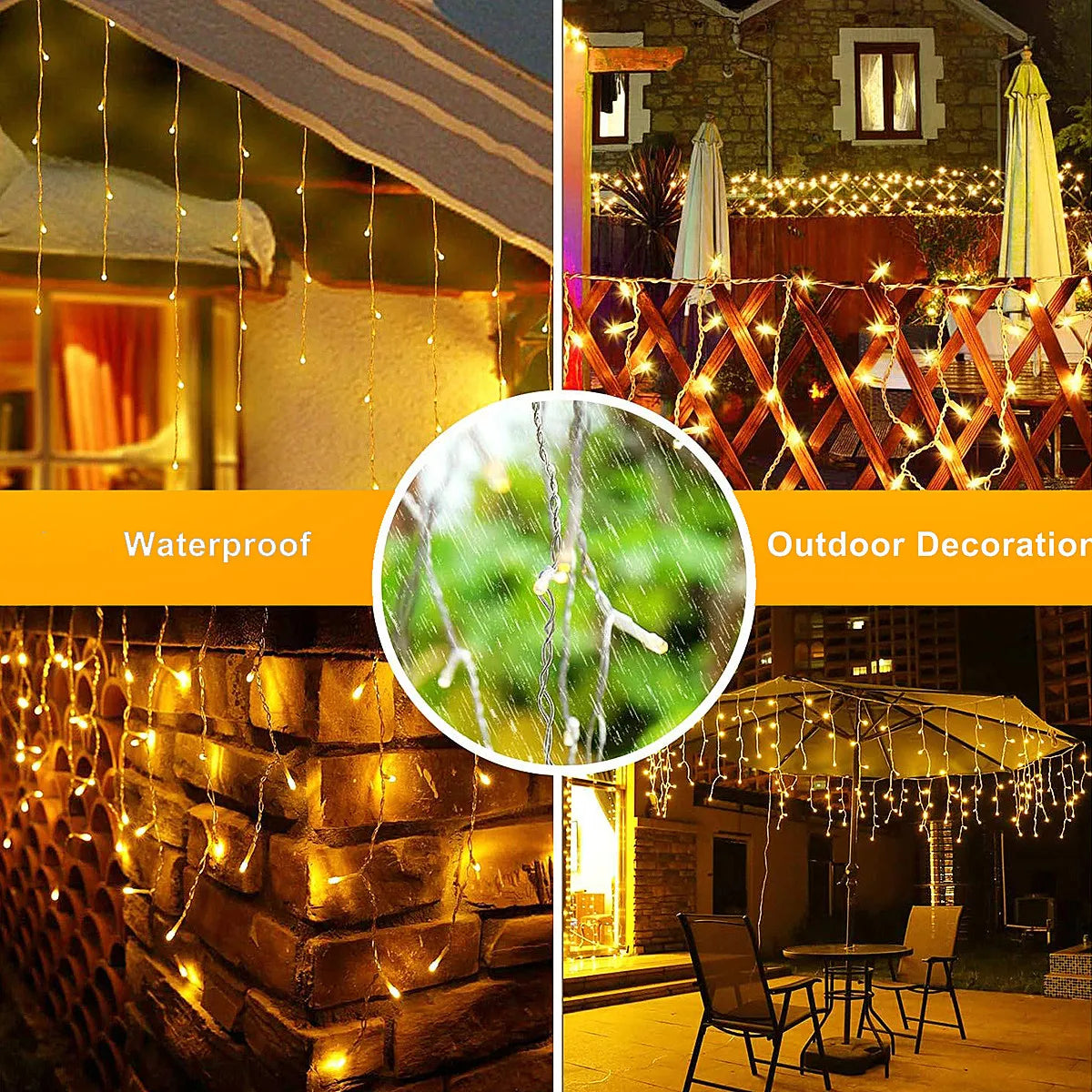 1PC LED Solar Icicle String Lights 7M/23ft luce per tende impermeabile per balcone Patio Yard Garden Party decorazioni natalizie all'aperto