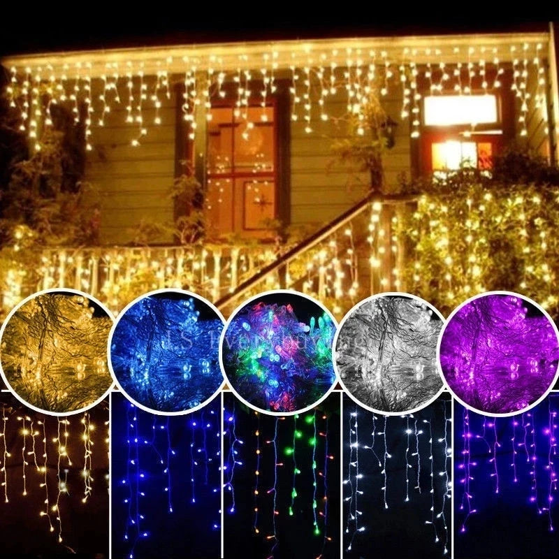Decorazione esterna 5m Droop 0.4-0.6m tenda ghiacciolo Led luci stringa 220V 110V giardino natale Luminaria ghirlanda luci Decorative