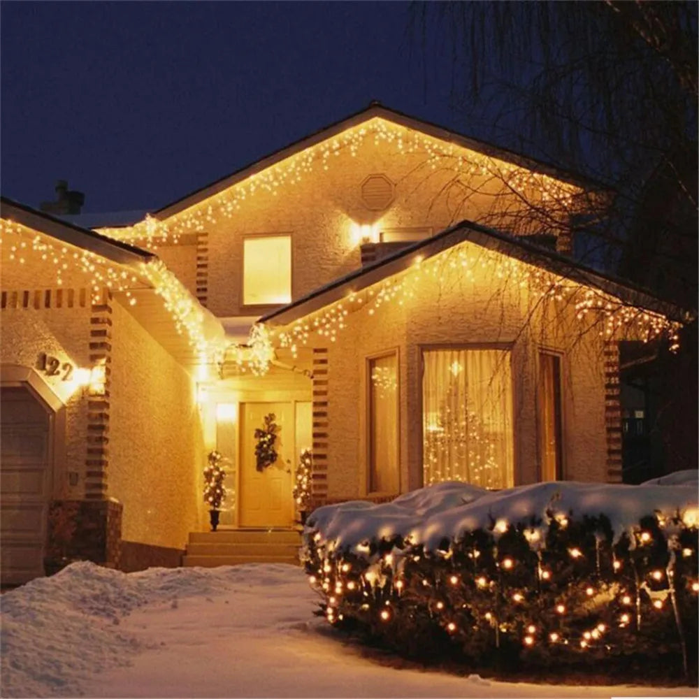 Decorazioni natalizie per la casa tenda a LED per esterni ghiacciolo String Light Street Garland On The House Winter 220V Droop 0.3-0.4m