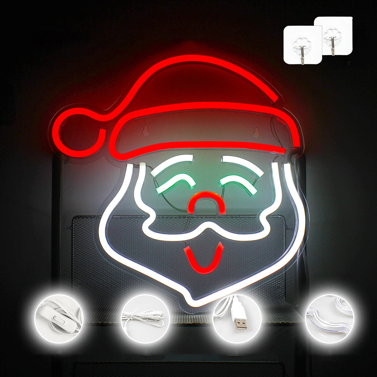 Babbo Natale insegna al Neon per la decorazione della parete decorazione della stanza luce a Led dimmerabile per la stanza di casa Bar Party Sign. Alimentazione 5V