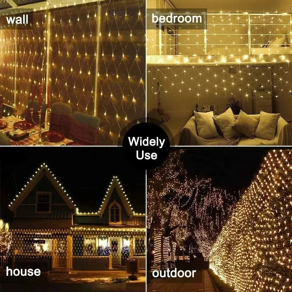 3x2m LED Solar String Net Mesh Light 8 modalità lampada da esterno impermeabile a ghirlanda per la festa di natale Patio Backyard Garden Decor
