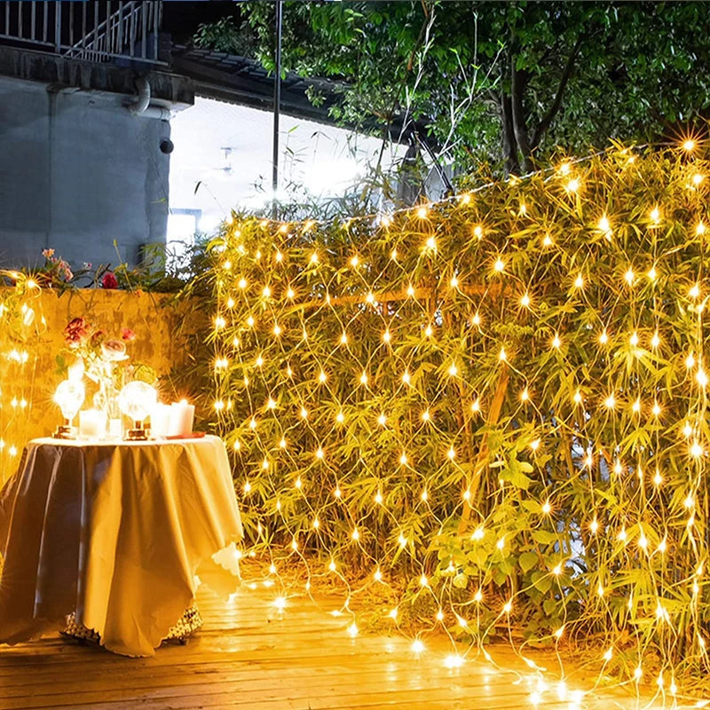 4mx6M 1.5MX1.5M 2x3M LED Rete da pesca all'aperto Luci natalizie Fata festone Giardino Strada Ghirlanda Tenda Albero nuziale Ramadan