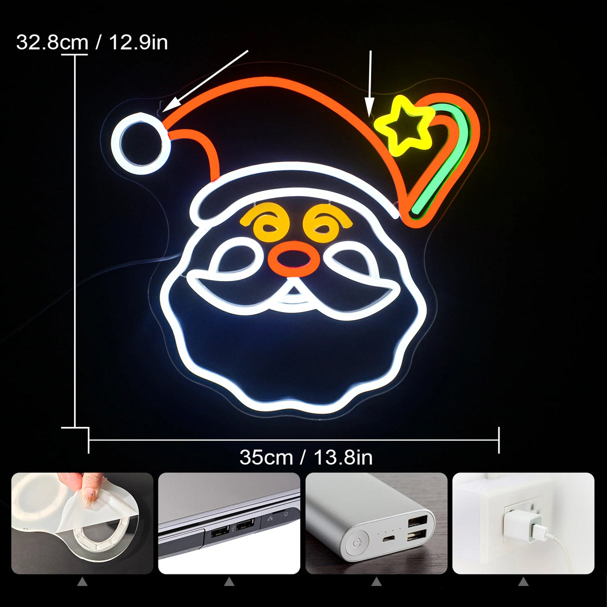 Babbo Natale insegna al Neon per la decorazione della parete decorazione della stanza luce a Led dimmerabile per la stanza di casa Bar Party Sign. Alimentazione 5V