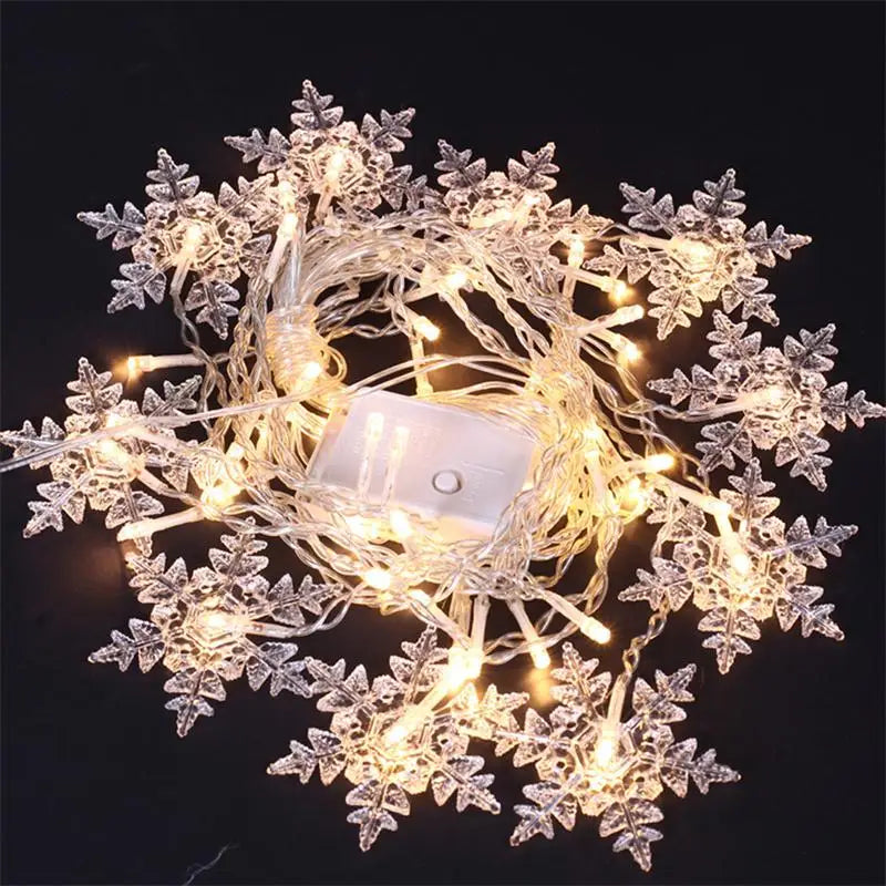 3.2M fiocchi di neve di natale LED String Lights luci lampeggianti per tende da fata impermeabili per la decorazione di natale di nozze per feste di festa