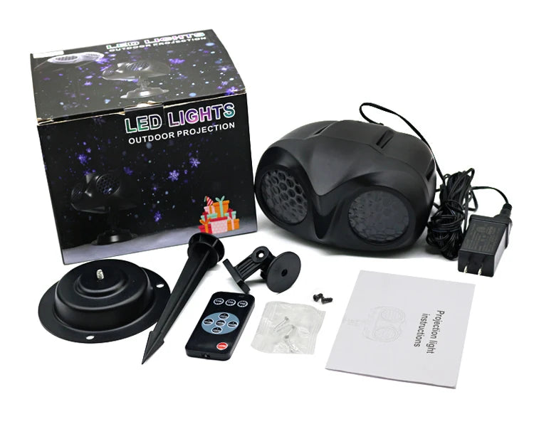 Doppio tubo LED fiocco di neve proiettore luci proiezione di natale lampada da esterno impermeabile faretto da neve per luci natalizie