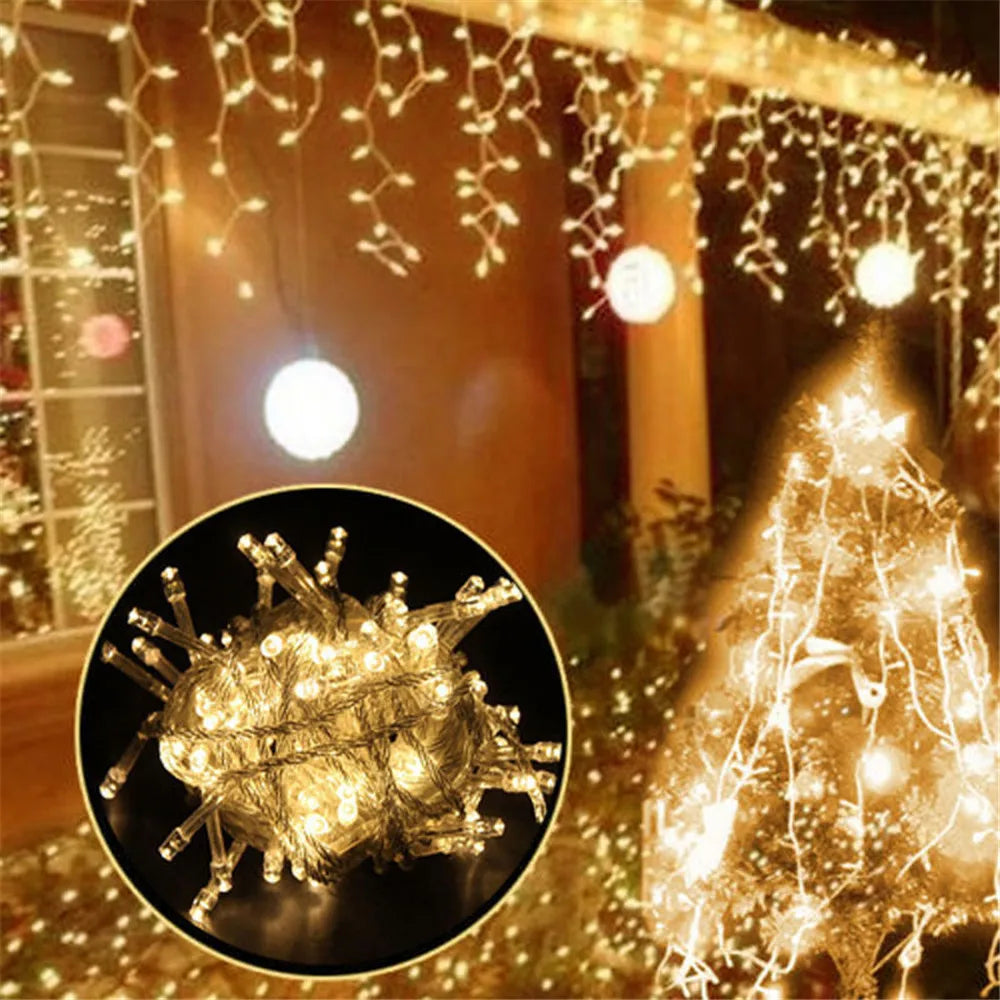 Decorazioni natalizie per la casa tenda a LED per esterni ghiacciolo String Light Street Garland On The House Winter 220V Droop 0.3-0.4m