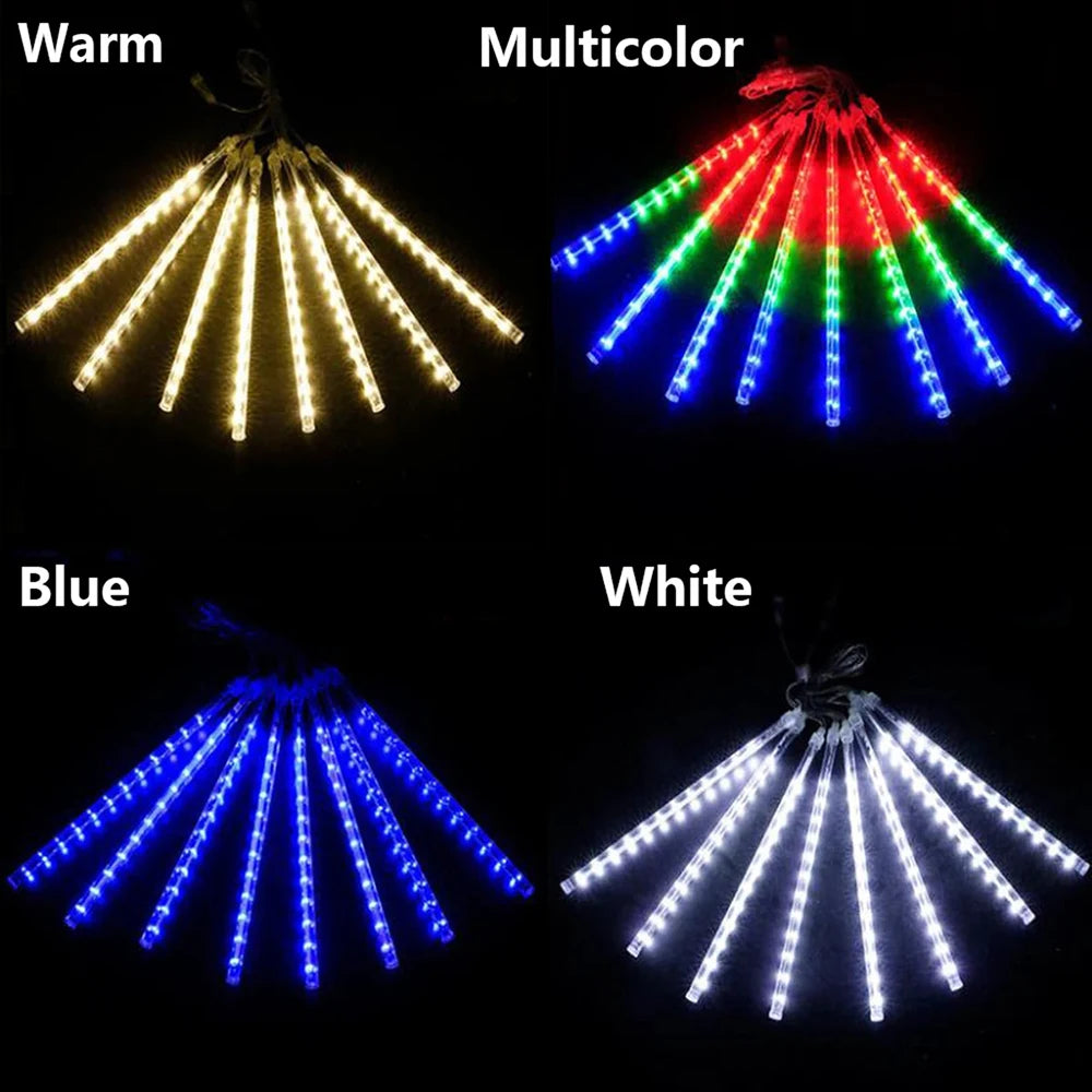 30/50CM LED Meteor Shower Rain Lights Waterproof Falling Raindrop Fairy String Light per la decorazione del Patio della festa di natale