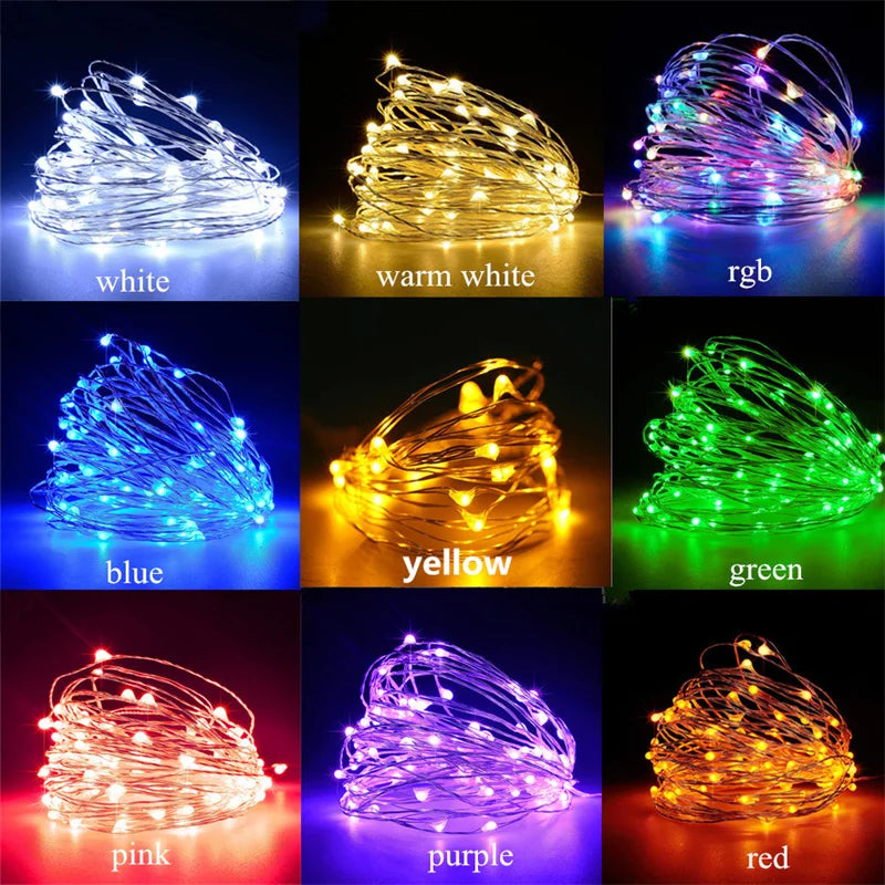 USB Led Fairy Lights filo di rame String 20M 200LED Holiday Outdoor Lamp Garland per la decorazione della festa nuziale dell'albero di natale