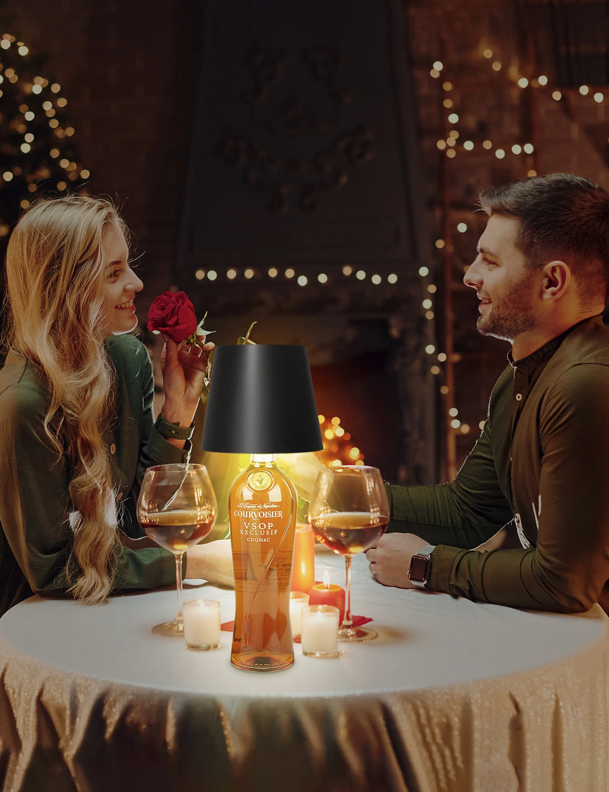 Lampada per bottiglia di vino BANDIAN lampada da tavolo con testa rimovibile interruttore tattile di ricarica portatile decorazione per luce notturna per atmosfera Bar Cafe