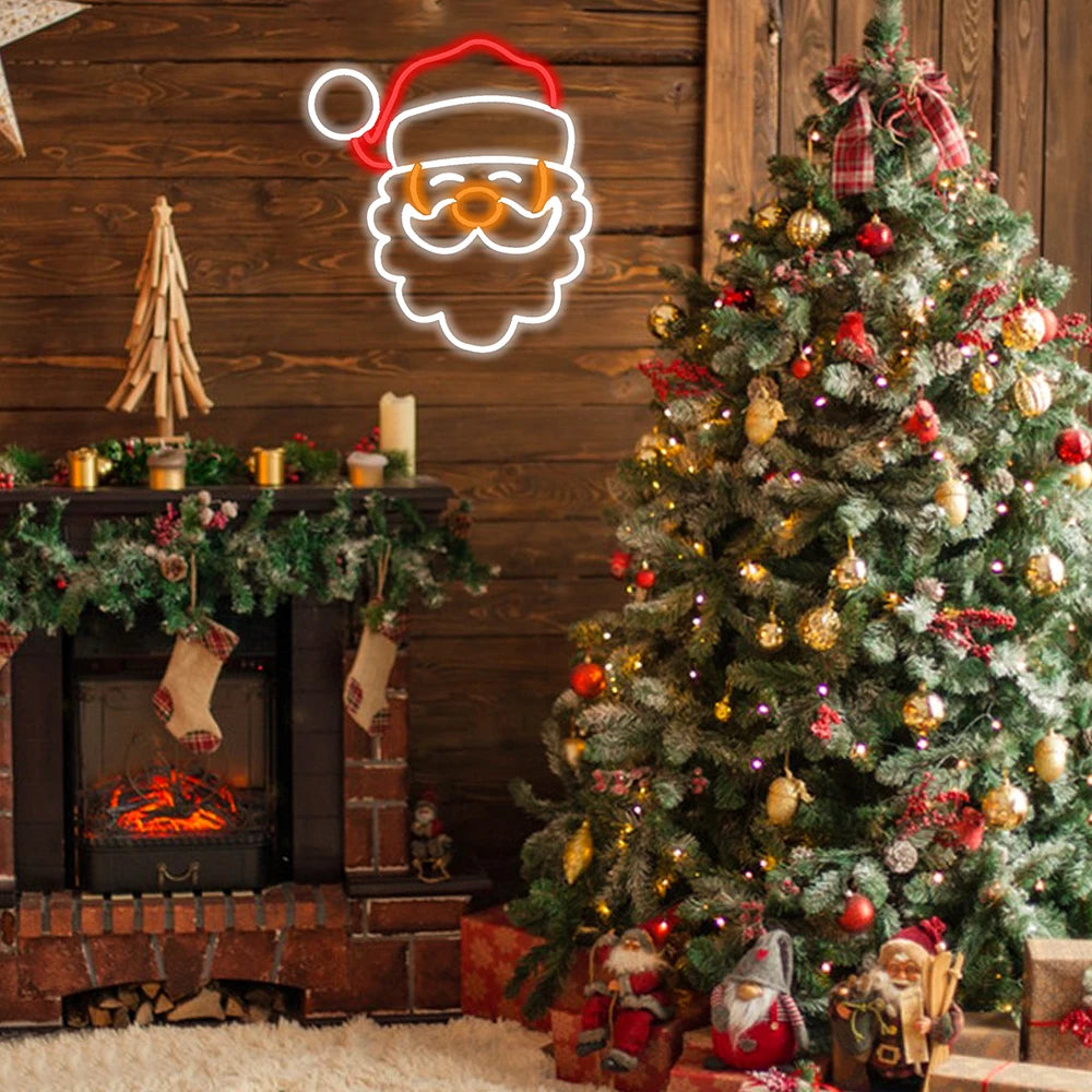 Babbo Natale insegna al Neon per la decorazione della parete decorazione della stanza luce a Led dimmerabile per la stanza di casa Bar Party Sign. Alimentazione 5V