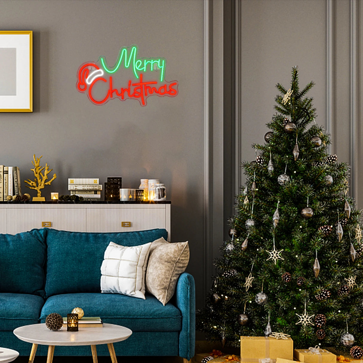 Scritta LED Merry Christmas dimmerabile per la parete della camera da letto, decorazione della stanze, festa e decorazioni