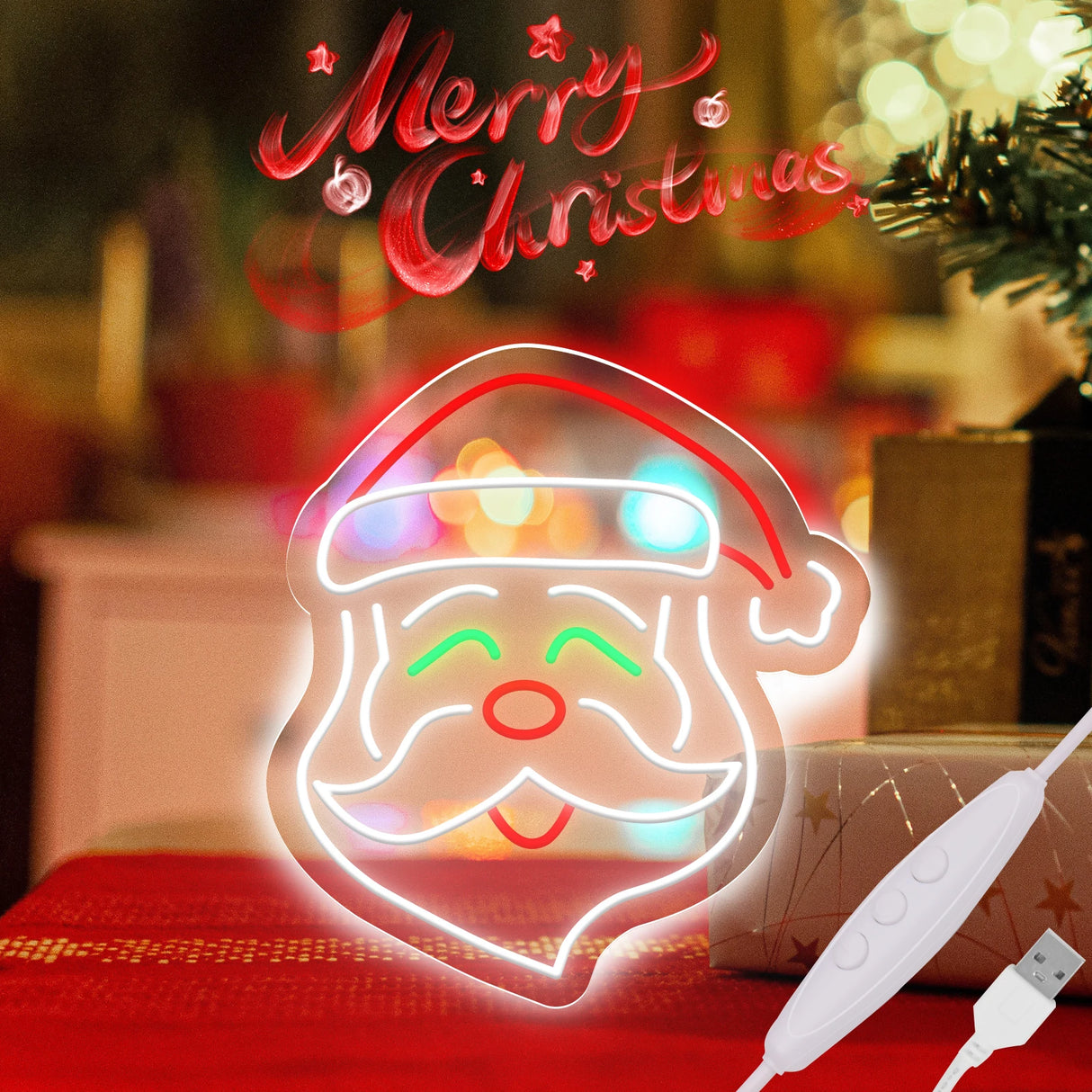 Insegna luminosa a LED raffigurante Babbo Natale , dimmerabile, alimentazione 220V, tem. colore 4500-6000°K