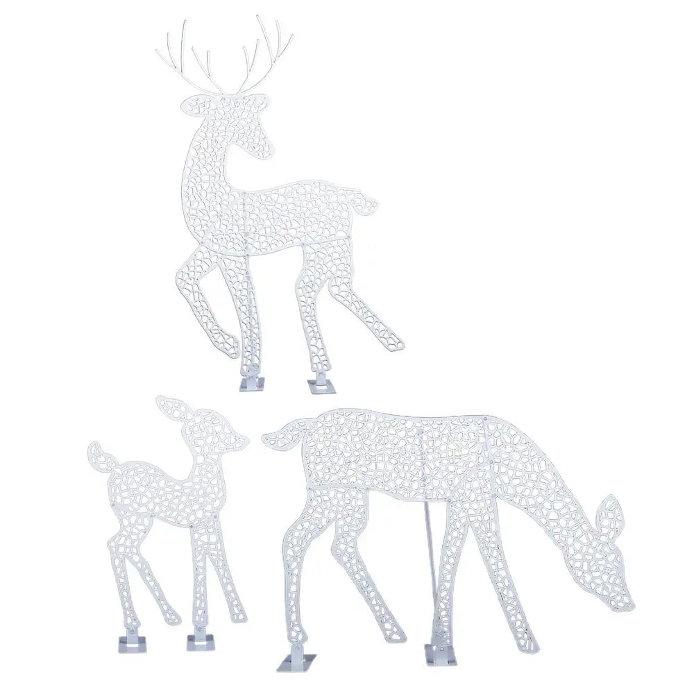 Decorazioni natalizie. Famiglia di cervi e renna di natale illuminate con luci a LED. Dimensioni Piccolo: circa 42x2 7cm, Medio: circa 70 x4 2cm, Grande: circa 82 x4 5cm