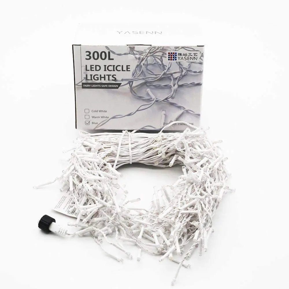 Festone di Natale Led Ghiacciolo Tende Luci All'aperto 4 M (W) * 0.6 M (H) Bianco Flash Fata Stringa Luce Chiaro Filo Decorazioni di Capodanno 2025 Per Matrimonio/Casa/Casa/San Valentino/Natale/Grondaia Decor