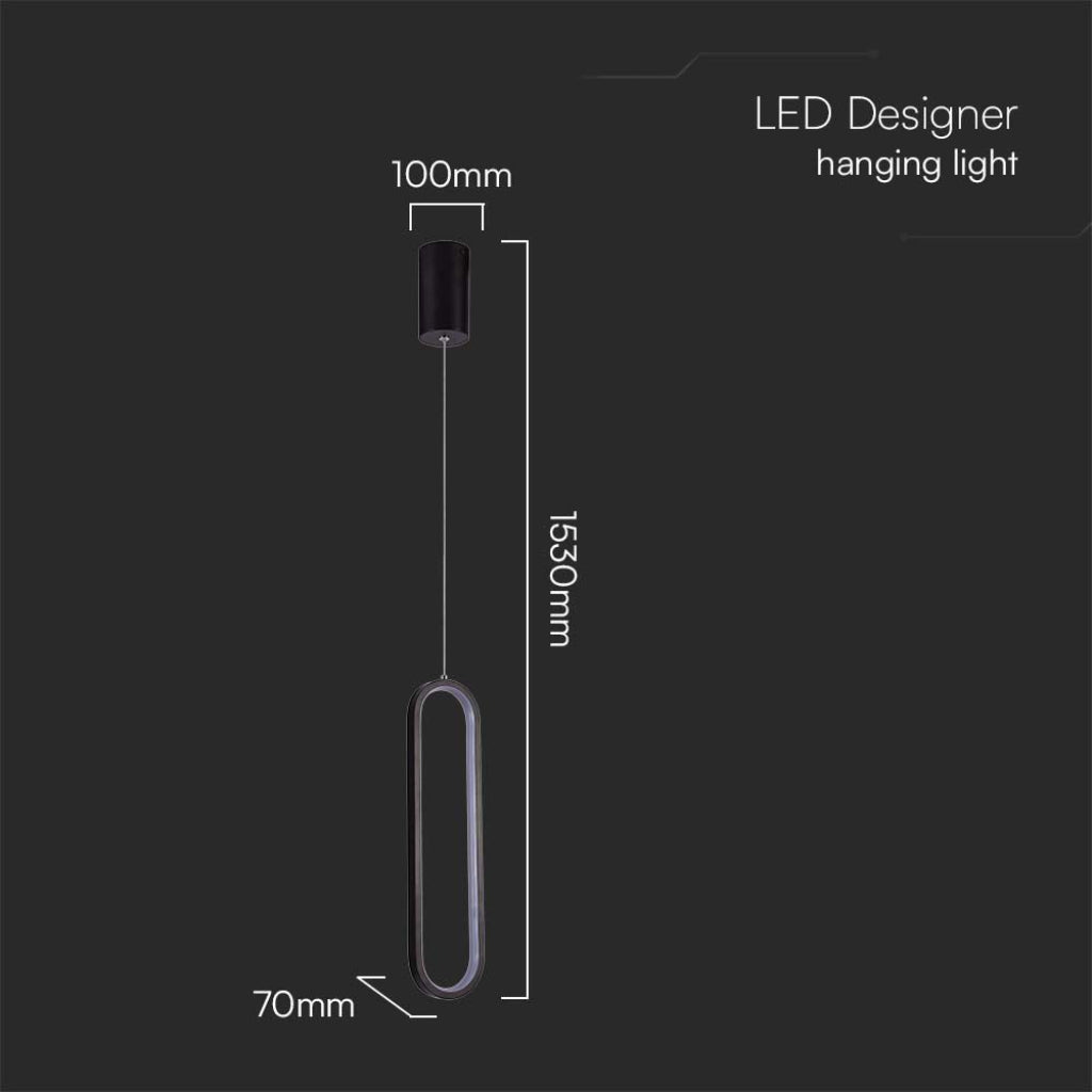 V-TAC Lampadario LED a Sospensione 13W dal Design Moderno 100x70x1530mm Colore Nero 3000K