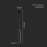 V-TAC Lampadario LED a Sospensione 13W dal Design Moderno 100x70x1530mm Colore Nero 3000K