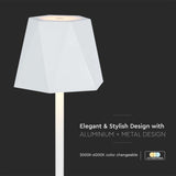 V-TAC Lampada LED da Tavolo 1.5W 130*372mm Colore Bianco ricaricabile con USB C Touch Dimmerabile 3in1