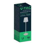 V-TAC Lampada LED da Tavolo 1.5W 115*370mm Colore Bianco ricaricabile con USB C Touch Dimmerabile 3in1