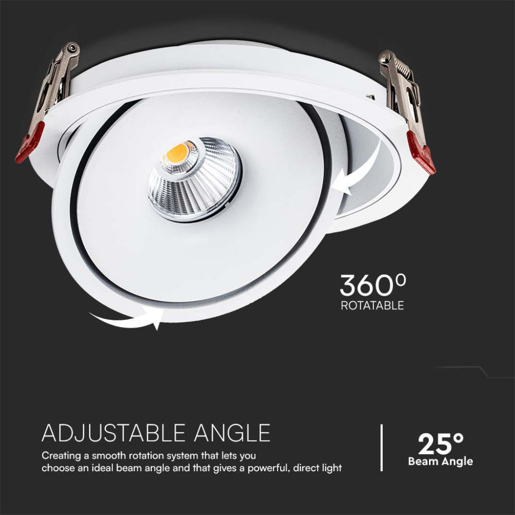 V-TAC Faretto LED COB da Incasso Rotondo 12W 120*43mm Colore Bianco 3in1