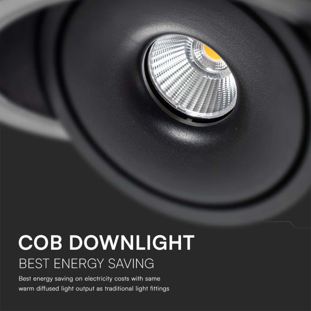V-TAC Faretto LED COB da Incasso Rotondo 30W 200*58mm Colore Nero 3in1