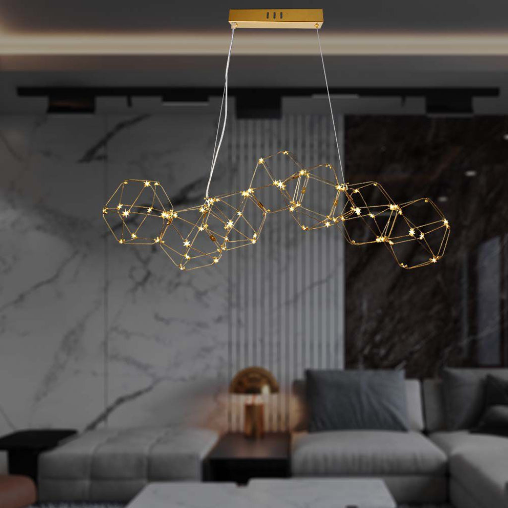 V-TAC Lampadario LED a Sospensione 28W in Metallo dal Design Moderno Verniciato Oro 3000K