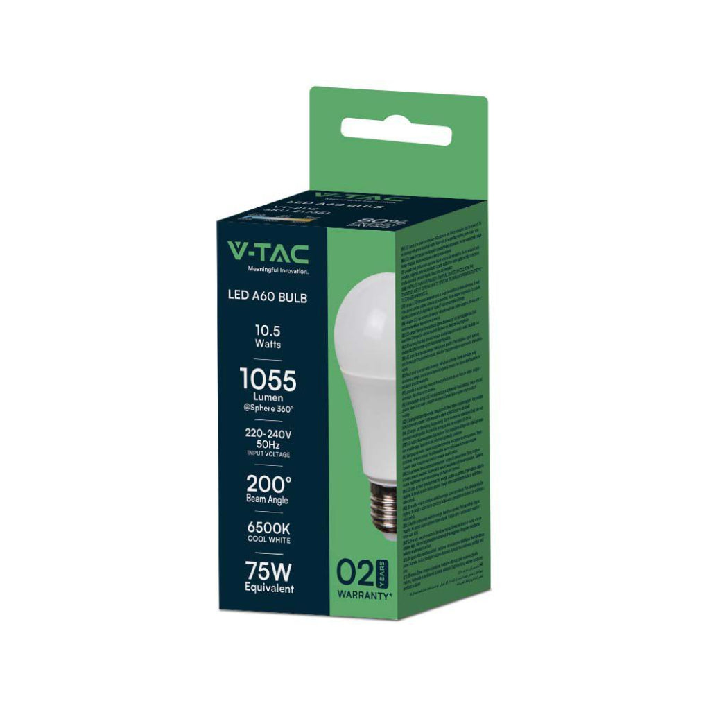 V-TAC Lampadina LED E27 10.5W 100LM/W A60 6500K